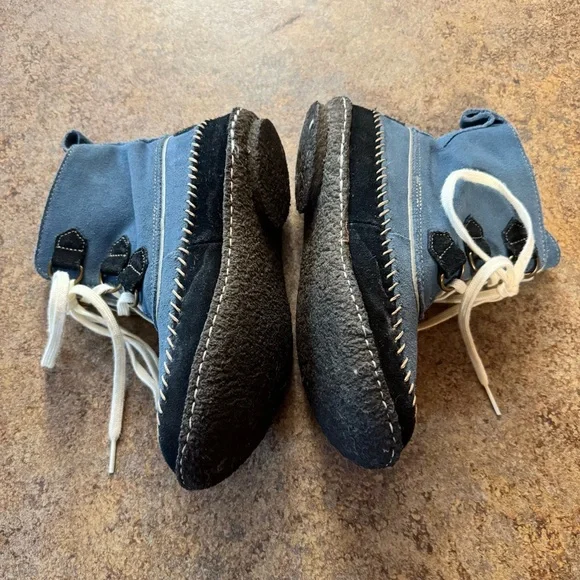 Women’s Sorel Size 6 Blue/Black Suede Joplin Boots w Lace Tie Closure - Picture 5 of 14